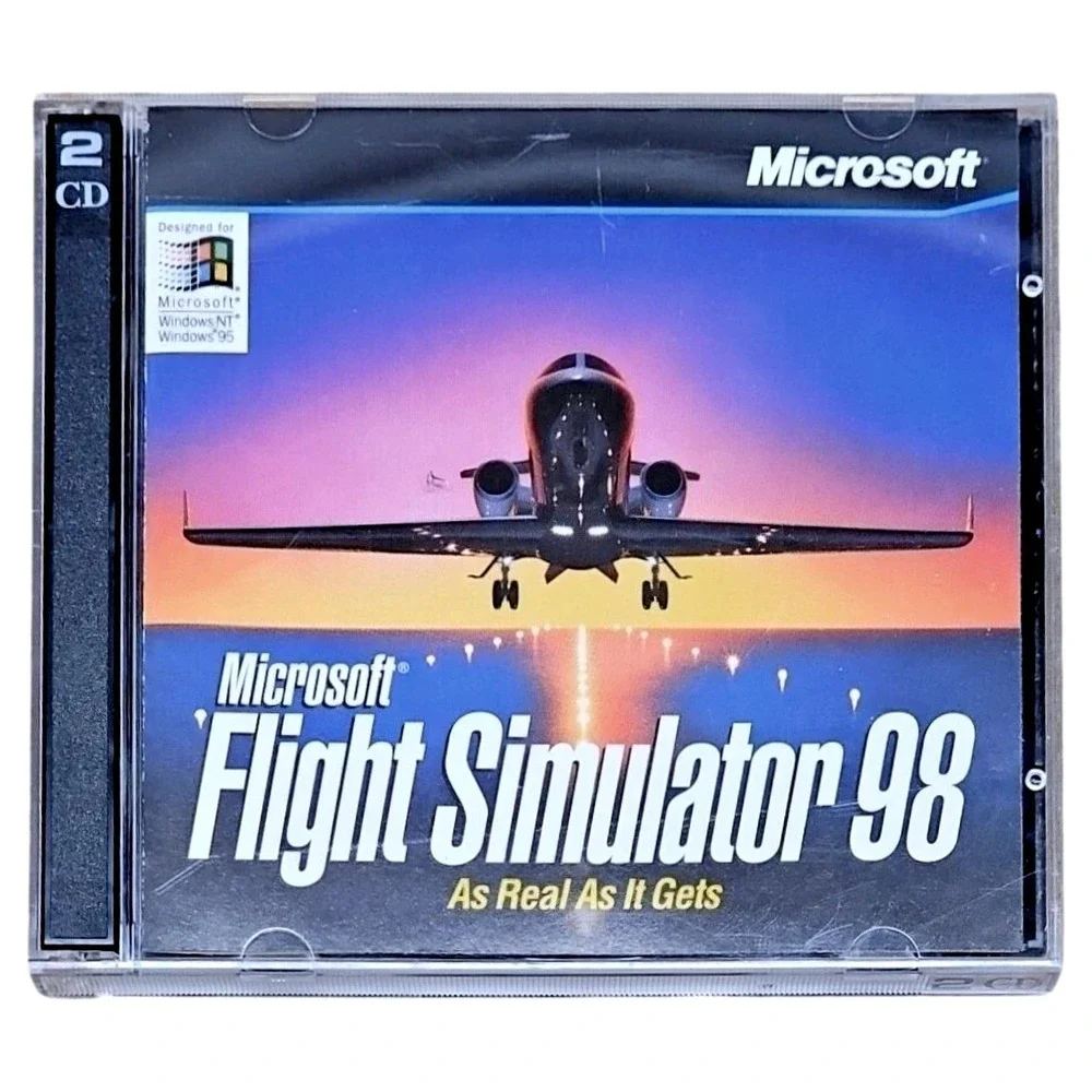 Microsoft Flight Simulator 98 PC 2 CD Set Windows 95 NT X03-71972 Vintage Retro